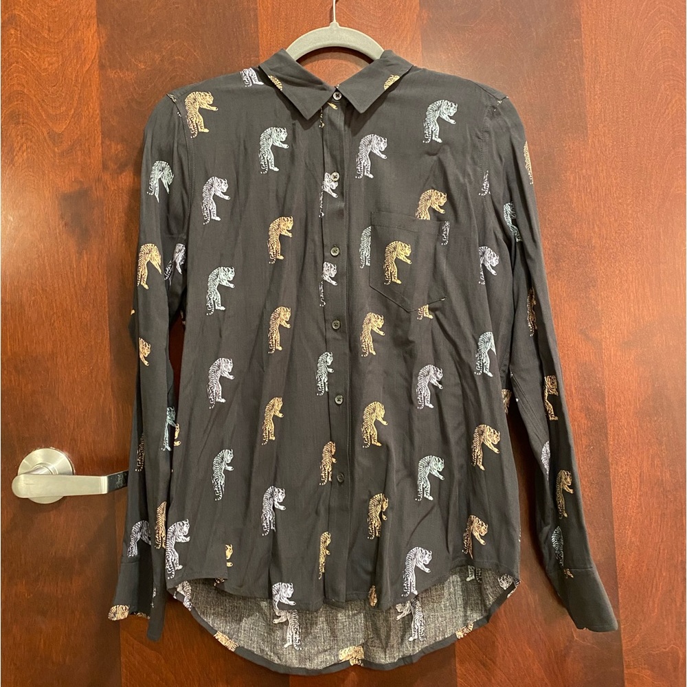 Rails tiger print button down blouse